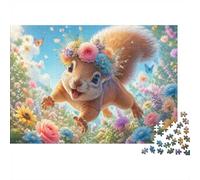Écureuil Fleur Papillon 1000pcs Mini Puzzle pour Famille Cadeau | 70x50cm Carton Décor Salon Structure Durable Cadeau D'anniversaire Soulagement Du Stress