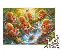 Écureuil Forêt Ruisseau 1000pcs Mini Puzzle pour Famille Difficile | 70x50cm Carton Décor Salon Structure Durable Cadeau Anniversaire Soulagement Anxiété