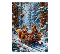Écureuil Forêt Traîneau 1000pcs Mini Puzzle pour Famille Cadeau