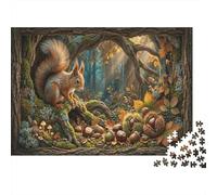 écureuil forêtPuzzle 1000 Pièces Complet Trou Arbre Noix pour Seniors Entraînement Cognitif Loisirs Créatifs Qualité Premium 70x50cm/1000pcs