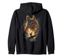 Écureuil Hurlant à la Lune Fantasy Art Forest Graphic Sweat à Capuche