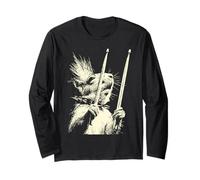 Écureuil Jouant de la Batterie drôle Musicien Animal Batteur Punk Manche Longue