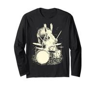 Écureuil Jouant de la Batterie drôle Musique Animal Batteur Graphique Manche Longue