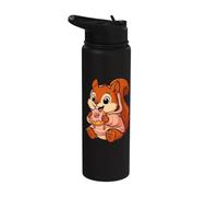Écureuil mangeant un donut graphique écureuil Kawaii Anime Stainless Steel Insulated Water Bottle