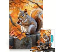 Écureuil Mangeant Une Noix en Automne Puzzle de 1000 pièces pour Adolescents Jeu de logique et de réflexion Amusant et précis Cadeau élégant 50x75cm
