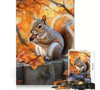 Écureuil Mangeant Une Noix en Automne Puzzle de 1000 pièces pour Adultes Jeu de logique mentale Détente et Douceur Découpe Ferme Liste de souhaits du Père Noël 38x26cm