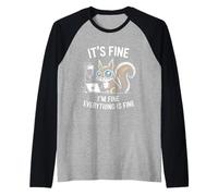 Écureuil Mignon avec Ordinateur Portable Coffee IV Everything is Fine Manche Raglan