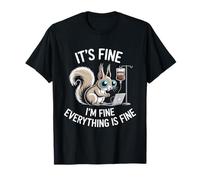 Écureuil Mignon avec Ordinateur Portable Coffee IV Everything is Fine T-Shirt