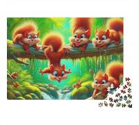 Écureuil Mignon de Forêt Puzzle 1000 Pièces Papier pour Adultes Scène d’Animaux Cartoon Jeu de Puzzle 1000 Pièces Détente Famille Cadeau 38x26cm/1000pcs