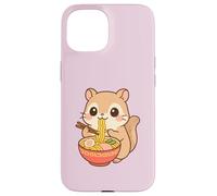 Écureuil Mignon Mangeant des Ramen Kawaii pour Les Amateurs de Nourriture pour Animaux Coque pour iPhone 15