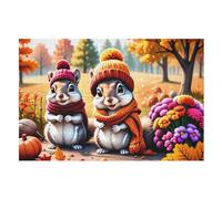 Écureuil Mignon Puzzles Adultes 1000 Pièces en Bois, Jouet De Puzzle De Défi De Cerveau pour des EnfFourmis, D’Intelligence （75×50cm）