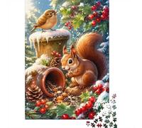 Écureuil Oiseau PommeDePin 1000pcs Mini Puzzle pour Famille Cadeau | 52x38cm Carton Décor Salon Structure Durable Cadeau D'anniversaire Soulagement Du Stress