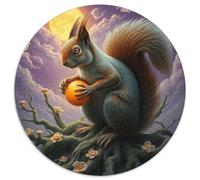 écureuil Puzzle Rond De 1000 Pièces pour Adultes Animaux Das Tier Animaux Sauvages Bête Filles Bricolage Classiques Parfait Encastrement Qualité Supérieure Impossible' Difficile (67.5x67.5cm)