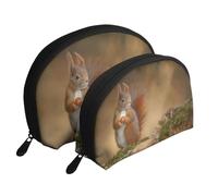 Écureuil Roux Animal Mignon Sciurus, Trousse de Maquillage Coquille Femme Petit Porte-Monnaie Trousse de Toilette Trousse à cosmétiques 2 pièces