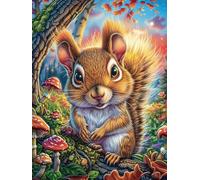 Écureuil serrant des Noisettes 500 Pieces Casse-tête Collectionneur en Carton sans Déformation Contes de fées Animaux Sauvages fantastiques Très Difficile Motif Complexe Décoration Murale Cadeau Noë