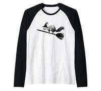 Écureuil Sorcière Balai Halloween Effrayant Automne Manche Raglan