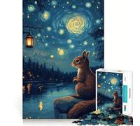 Écureuil sous Un Ciel étoilé Puzzle de 1000 pièces pour Adultes et Adolescents Jeu cognitif et ludique Cadeau Festif 50x75cm