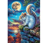 Écureuil sur Un Mur de Pierre sous la Lune 1000 Pieces Casse-tête Collectionneur en Carton Haute Densité Rêve Magique de Science-Fiction Haute Difficulté Décoration Murale Cadeau Anniversaire Qualité
