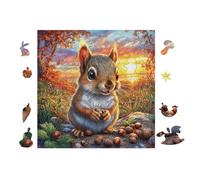 Écureuil with Acorn in Flower Forêt 100 Pièces Puzzle Adolescent en Carton Anti-Déchirure Difficulté Moyenne Activité ÉduChative Passe-Temps Petit Prix Pas Cher Premium 28x28cm