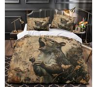 Écureuil Yawn Parure de Lit 3D Imprimée Microfibre Résistante 3 Pièces 2xTaies Ultra Douce istic Animal Housse de Couette Hypoallergique Entretien Facile for Garçons Filles Super king（260x220cm）