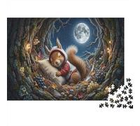 écureuilPuzzle Premium 1000 Pièces Arbre Creux éclairé par la Lune pour Famille Entraînement Cognitif Amusement par Temps De Pluie Cadeau d'anniversaire 52x38cm/1000pcs