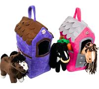 Ecurie pour Baby Horse Mini, Chevaux, Jouets, Cadeau pour enfants filles, Accessoires, Transporteur pour un cheval en peluche, Rose - Gris 33x24x16 cm