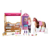 Barbie LES MYSTÈRES DE BARBIE - À la Poursuite du Cheval Perdu Coffret Écurie Ultime avec poupée, cheval et accessoires, plus de 25 éléments avec 6 zones de jeu, À la Poursuite du Cheval Perdu, JDN43