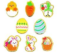 Ecusson a Coudre, 8 PCS Patch Thermocollant, Pâques Fer sur Patches, Pâques Patch Thermocollant, Écussons Brodés à Thermocoller pour Décorations de Pâques DIY, Vêtements, Cartables (B)