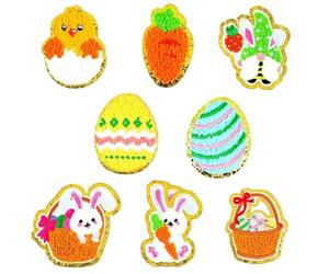 Ecusson a Coudre, 8 PCS Patch Thermocollant, Pâques Fer sur Patches, Pâques Patch Thermocollant, Écussons Brodés à Thermocoller pour Décorations de Pâques DIY, Vêtements, Cartables (B)