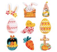 Ecusson a Coudre, 9 PCS Patch Thermocollant, Pâques Fer sur Patches, Pâques Patch Thermocollant, Écussons Brodés à Thermocoller pour Décorations de Pâques DIY, Vêtements, Cartables (C)