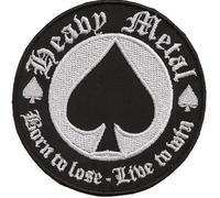 Écusson à coudre ou à coudre - Motif carte de pique - Heavy Metal - Borne to lose, live to win