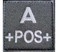 Ecusson A POS Noir Tissu brodé avec scratch Groupe Sanguin Rhésus Positif Plus + Police Gendarme Sécurité Collection France