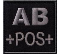 Ecusson AB POS Noir Tissu brodé avec scratch Groupe Sanguin Rhésus Positif Plus +Collection France