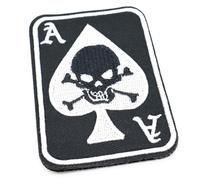 Écusson Ace of Spades Morale avec tête de mort en tissu avec crochet et boucle pour cartes à jouer Badge de mort 8,5 cm x 6 cm British Forces Airsoft Noir