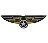 Écusson Ailes Dorées Étoile Armée de l'Air Patch Thermocollant US Army Badge d'Aviateur États-Unis à thermocoller transfert militaire USA coller au fer repasser applique brodé coudre tshirt 3,2x11,7cm