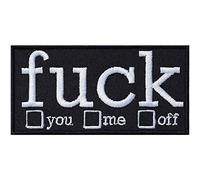 Écusson amusant "FUCK you/me/off" Patch Biker à coudre/à repasser | Sticker de motivation | Application cadeau pour T-shirt/Veste/Sac | 90x45mm