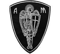 Écusson Archange Saint Michel Patch Thermocollant Religion Catholique badge religieux à thermocollé transfert ange à coller fer à repasser applique chrétien brodé coudre veste tshirt vêtement 10,6x8cm