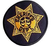 Écusson Army Patch Badge Brodé ecusson Applique Accessoire Militaire Vetement thermocollant Sheriff Noir d Or 8 cm