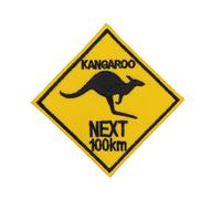 Écusson australien Kangaroo Next 100 km à repasser ou à coudre - Thermocollant brodé - Pour vêtements - Dimensions : 7,4 x 7,4 cm