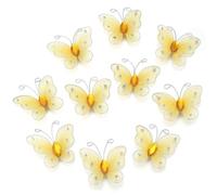 Écusson Autocollant En Forme De Fleur Patch de simulation de maille en tissu 3D, 30 pièces/lot, 4cm, papillon en gaze appliqué, Patch de rêve for bricolage, décoration artisanale de couture(Yellow)
