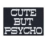 Écusson/Autocollant Thermocollant "CUTE BUT PSYCHO" - Patch à coudre/à repasser | Emblème Heavy Metal | Application pour les fans de Rock déjanté pour veste/gilet/jeans | 80x55mm