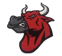 Ecusson Biker Animaux Taureau Vache rouge Patch Badge Applique brodé-rie thermocollant