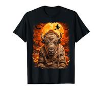 Écusson Bison Mummy in Creepy Pumpkin Patch on Halloween Night T-Shirt Graphique avec Valeur