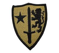 ecusson bouclier militaire OTAN ecusson brodé thermocollant 8x6cm or noir