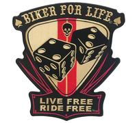 Écusson brodé à coudre ou à coudre - « Live Free Ride Free » - Grande veste de motard