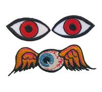 Écusson brodé à coudre ou à repasser avec un magnifique œil volant avec des ailes - Décoration amusante pour jeans, veste, vêtements