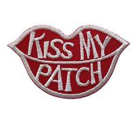 Écusson brodé à coudre ou à repasser « Kiss My Patch » pour T-shirt Jeans Veste Sac Rouge