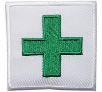 Écusson brodé à coudre ou à repasser - Motif croix de premiers secours - Vert - ELLU - 1 pièce - Carré - Patch brodé - patch - 5,5 cm x 5,5 cm