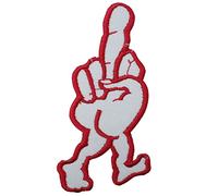 Écusson brodé à coudre ou à repasser Motif doigt d'honneur Rouge 9 x 4,5 cm