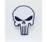 Écusson brodé à coudre ou à repasser Motif tête de mort Blanc